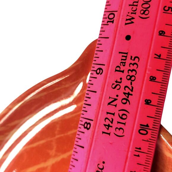 8 Orange & Turquoise Precidio Melamine Leaf 10" X 6" Salad/Dessert Plates - Picture 6 of 7